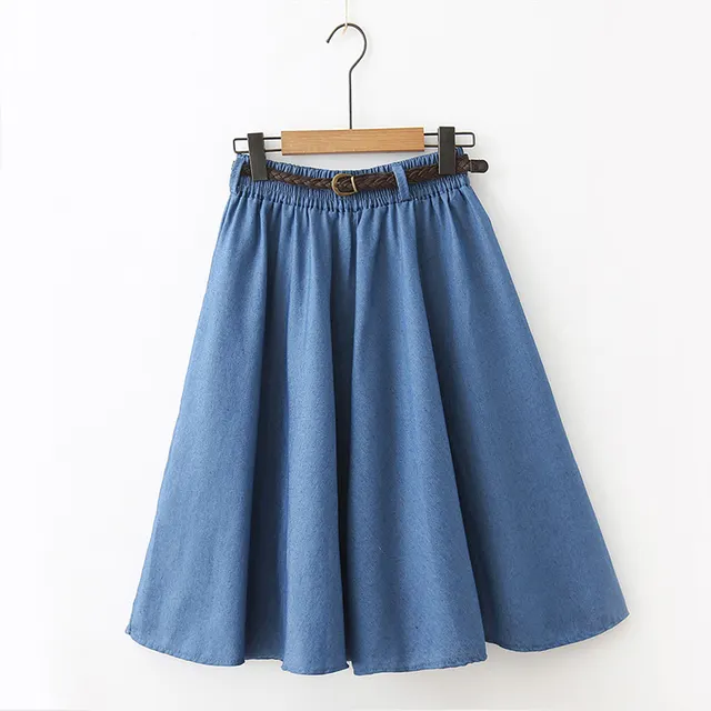 Women's Mid Length Denim Skirt Skirt Light Blue - Shop at LoveMi