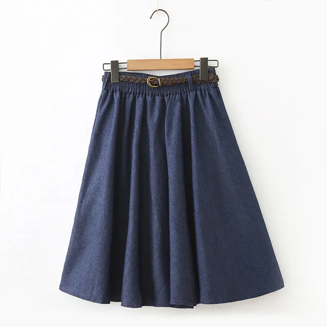 Women's Mid Length Denim Skirt Skirt Navy Blue - Shop at LoveMi