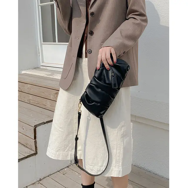 One shoulder All match Tide Cloud Folds Underarm Bag Crossbody Black - Shop at LoveMi