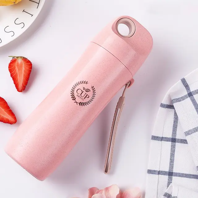 Wheat Straw Cup Custom Wheat Fragrant Plastic Cup Handy Cup Pink - Shop at LoveMi