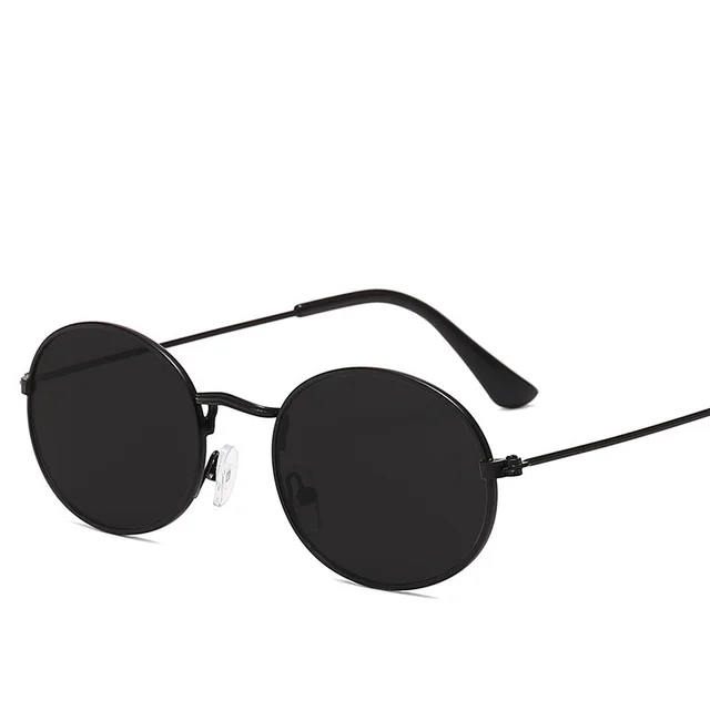 New Trend Retro Round Frame Sunglasses Fashion Men And Women Sunglasses Metal Water Drop Oval Sunglasses Black - Shop at LoveMi