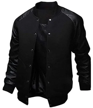 Men's Solid Color Cotton Jacket Diamond Stitching Thickened Stand Collar Cotton Jacket - Blackb