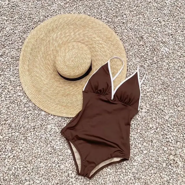 Japanese And Korean Sexy Backless Bikini Hot Spring Swimsuit Ladies Brown - Shop at LoveMi