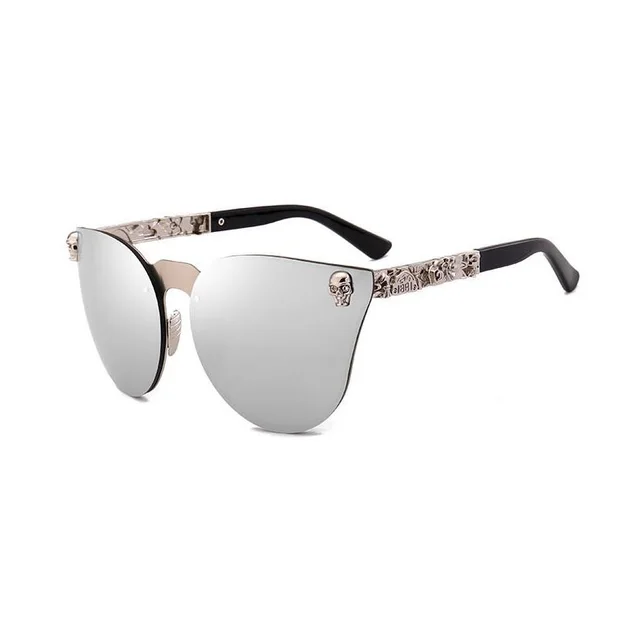 Gothic PC Men's Skull Head Decorated Sunglasses, Exquisite Metal Pattern Feet Sunglasses, Women Silver - Shop at LoveMi