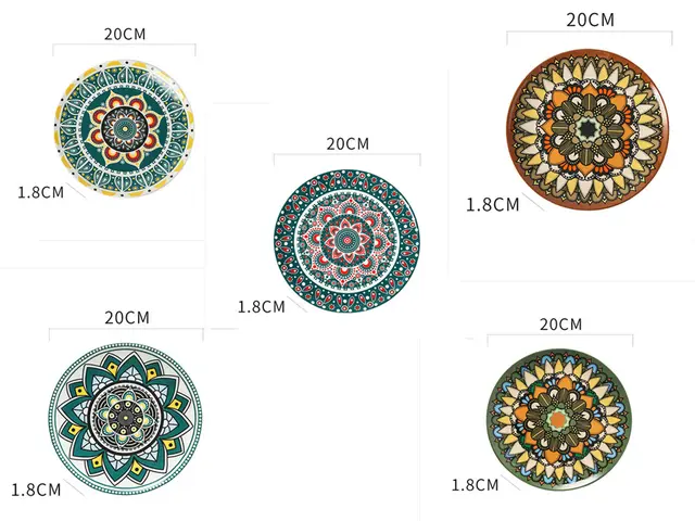 Ceramic Bohemian Tableware Platter Moroccan Pattern Ethnic Flat Plate 8 Inches - Shop at LoveMi