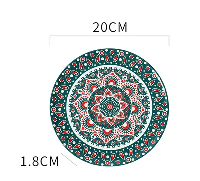 Ceramic Bohemian Tableware Platter Moroccan Pattern Ethnic Flat Plate Bohemian Red Green - Shop at LoveMi