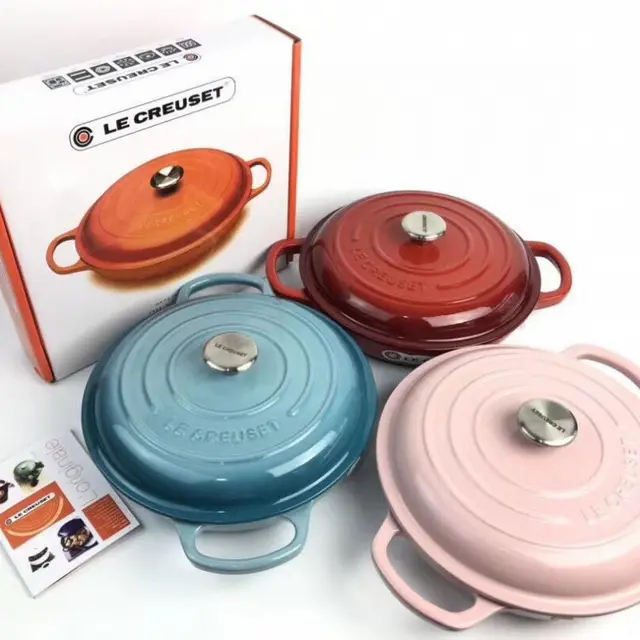 Enamel Cast Iron Seafood Pot 26cm Cm Stew Pot Enamel Inner White Porcelain Teal - Shop at LoveMi