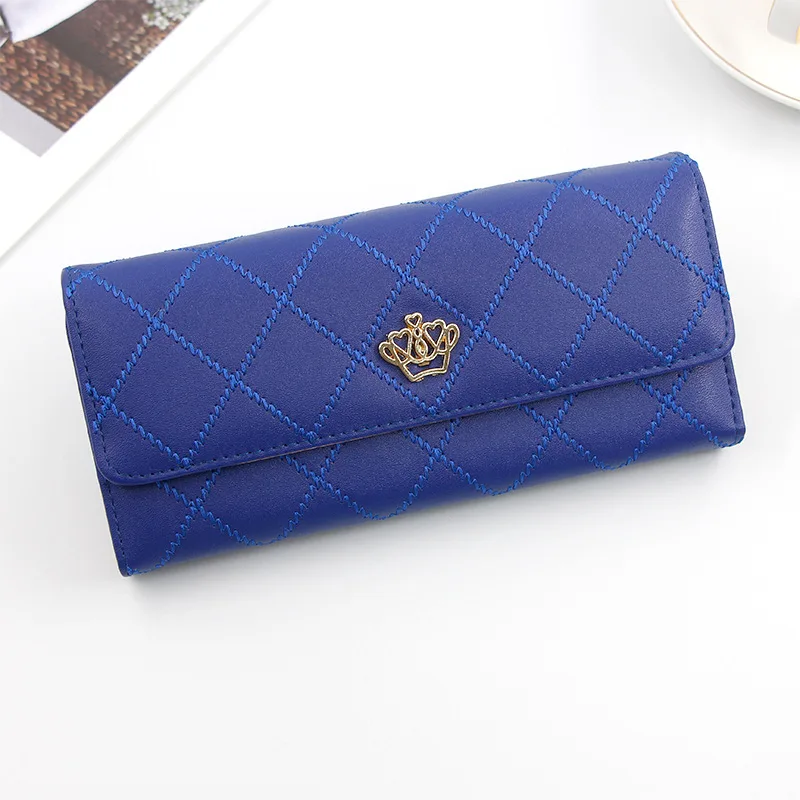 Fashion Candy Color Crown Lady Clutch Multi card Wallet Blue - Shop at LoveMi