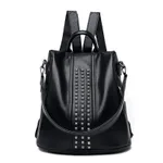 Single Shoulder Bag Multi-purpose Travel Backpack Female Bag New Style Backpack Personalized Punk Handbag - Black