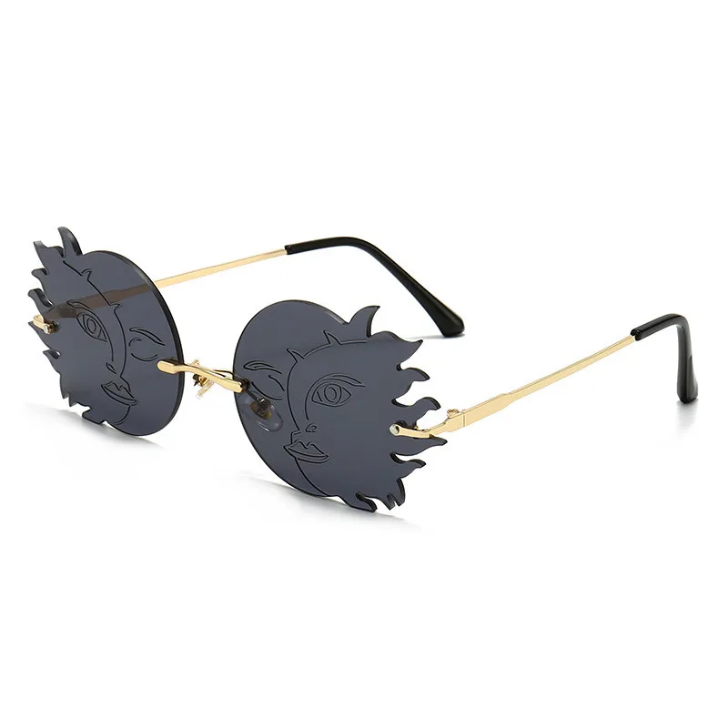 Funny Polygonal Moon Smiley Lady Sunglasses