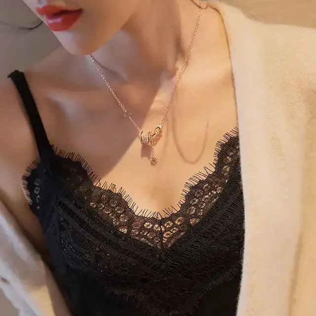 Women's V neck Stitching Lace Camisole Black - Shop at LoveMi