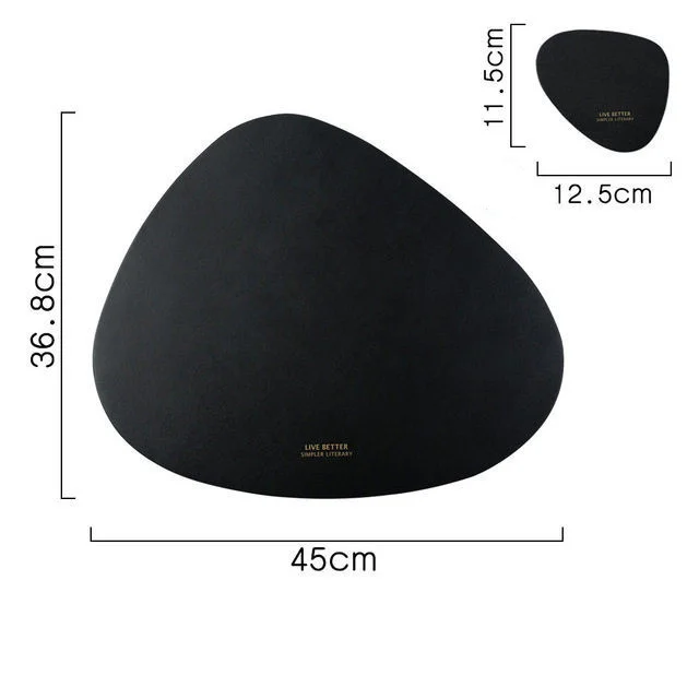 Tableware Pad Placemat Table Mat PU Leather Heat Insulatio Black - Shop at LoveMi