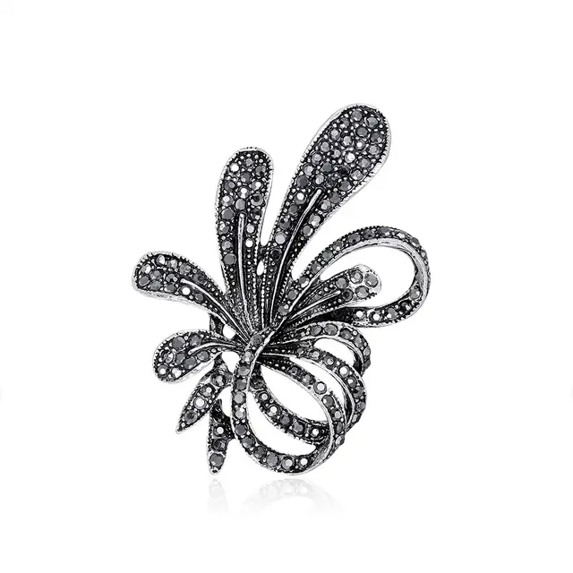 Fashion Vintage Bow Floral Pin Black - Shop at LoveMi
