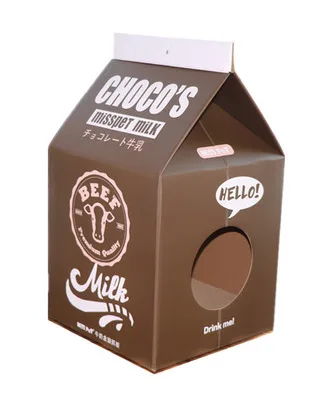 Milk Carton Cat Scratcher Cat Toy Corrugated Paper Chocolate Milk - Shop at LoveMi