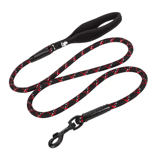 Pet Leash Adjustable Heavy Duty Neoprene Padded Handle Training Dog Walking Leash Black Red - Shop at LoveMi