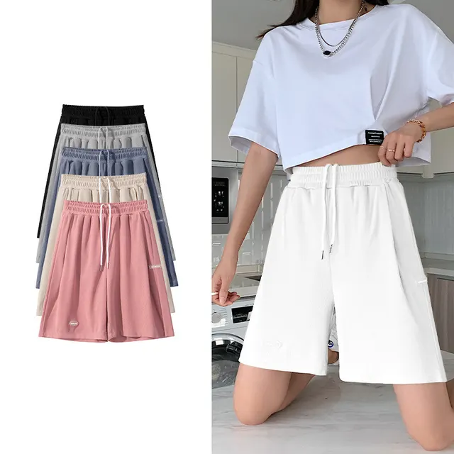Sports Pants High Waist Casual Wide leg Pants Women's Trousers Five Points White - Shop at LoveMi