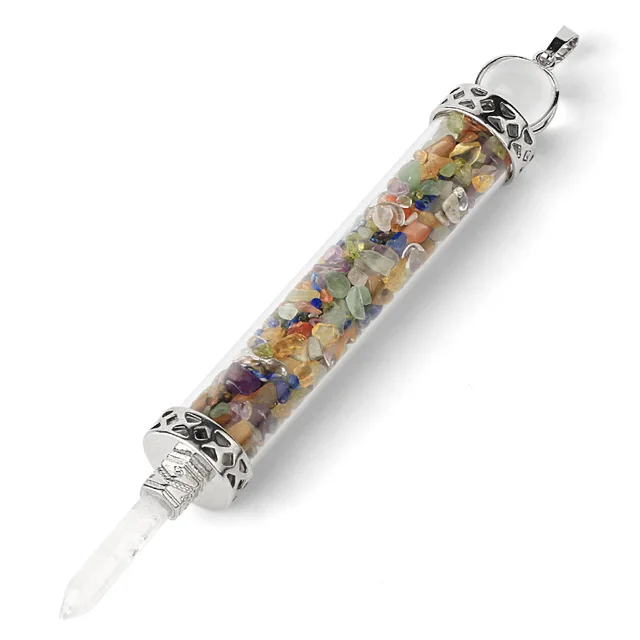 Rhodolite Crushed Stone Wishing Bottle Wing Scepter Jewelry Pendant Crystal Crafts 3Style - Shop at LoveMi