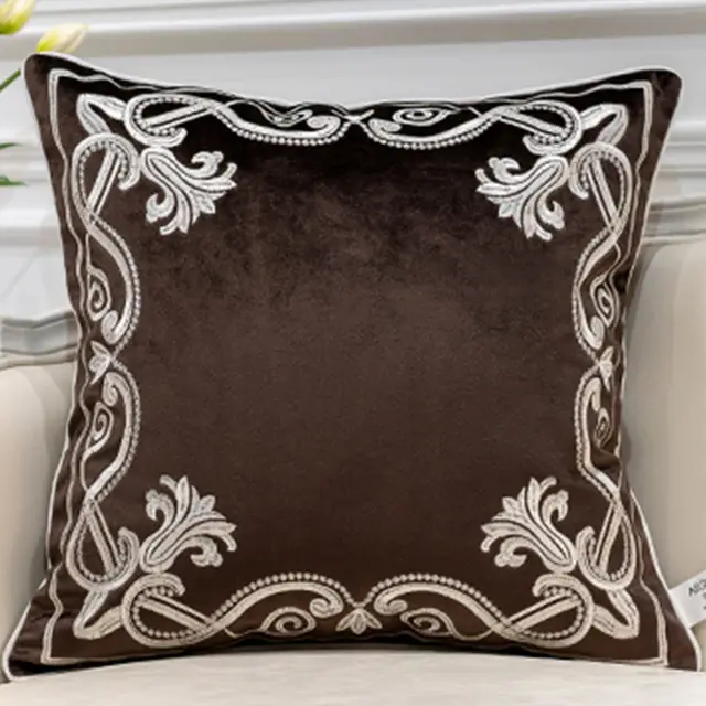 Patterned Cushion Cover Flannel Embroidered Home Decor Pillow Case - Shop at LoveMi