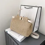 Fashion One-shoulder Messenger Bag Women Summer All-match Portable Straw Bag - White