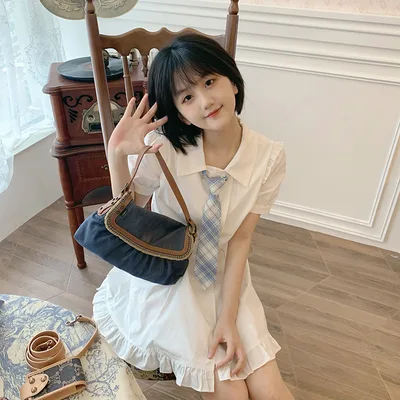 Bubble Short sleeved Shirt Dress Female Student White - Shop at LoveMi