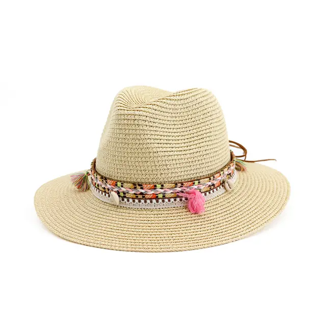 Beach Outdoor Seaside Sun Shade Fashion Elegant Jazz Hat Beige - Shop at LoveMi