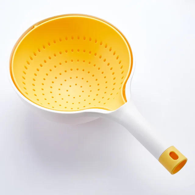 Multifunctional Drain Bowl Household Kitchen Dish Basin Drain Basket Plastic Creative Vegetable Fruits Food Colander Baskets Yellow - Shop at LoveMi