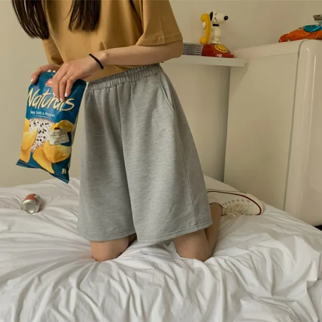 Korean Version Of Loose And Thin Summer Black Solid Color Wide leg Sports Casual Pants Grey - Shop at LoveMi