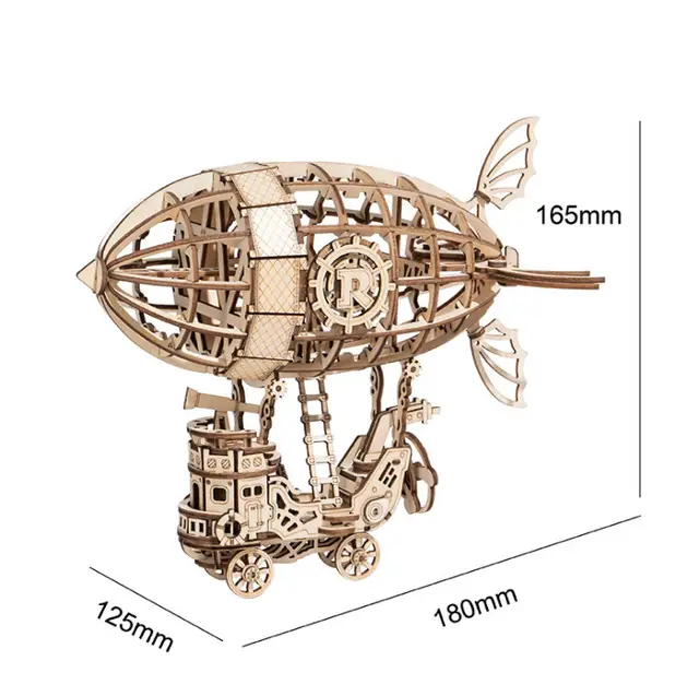 Ruodang Ruolai Wooden DIY Toy 3D Jigsaw Puzzle Piano Tower Ferris Wheel Model Birthday Gift Airship - Shop at LoveMi