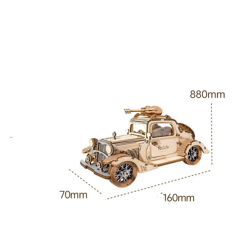 Ruodang Ruolai Wooden DIY Toy 3D Jigsaw Puzzle Piano Tower Ferris Wheel Model Birthday Gift - Classic Cars