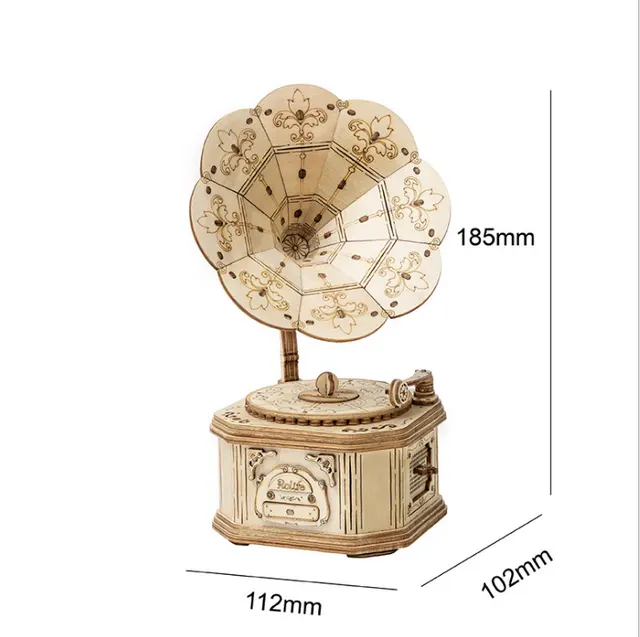 Ruodang Ruolai Wooden DIY Toy 3D Jigsaw Puzzle Piano Tower Ferris Wheel Model Birthday Gift Phonograph - Shop at LoveMi