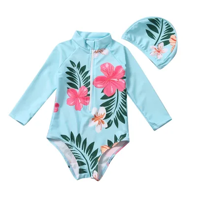 Children's Swimsuit One Piece Sunscreen Swimsuit Swimsuit Set Blue - Shop at LoveMi