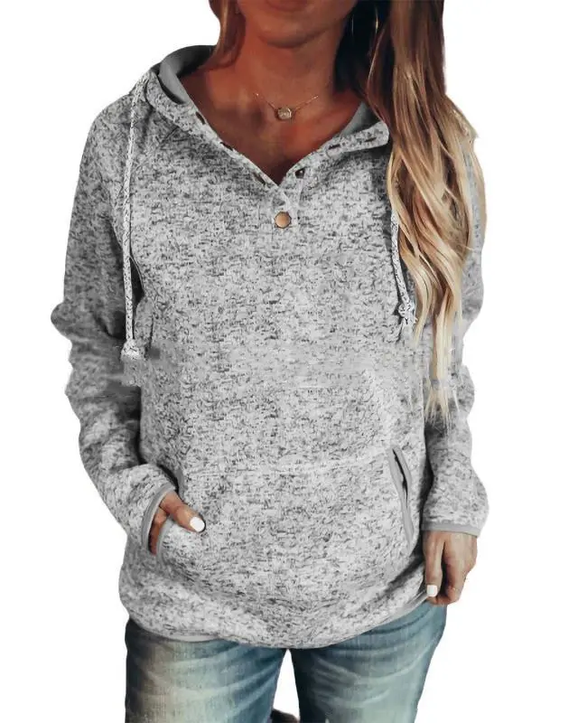 Long Sleeve Hooded Rope Sweatshirt Grey - Shop at LoveMi