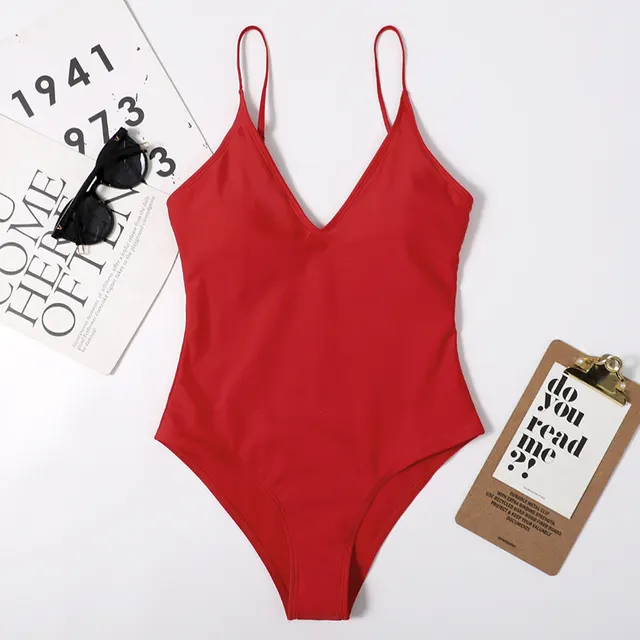 Retro Polka dot Lace up Waist One piece Swimsuit Women Red - Shop at LoveMi