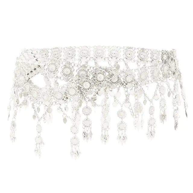 Long Tassel Waist Chain Belly Dance Casual Waistband Alloy Body Chain Accessories Silver - Shop at LoveMi