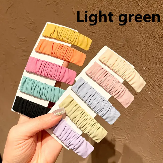 Fabric Folds Candy colored Broken Hairpin On The Back Of The Head Light Green - Shop at LoveMi