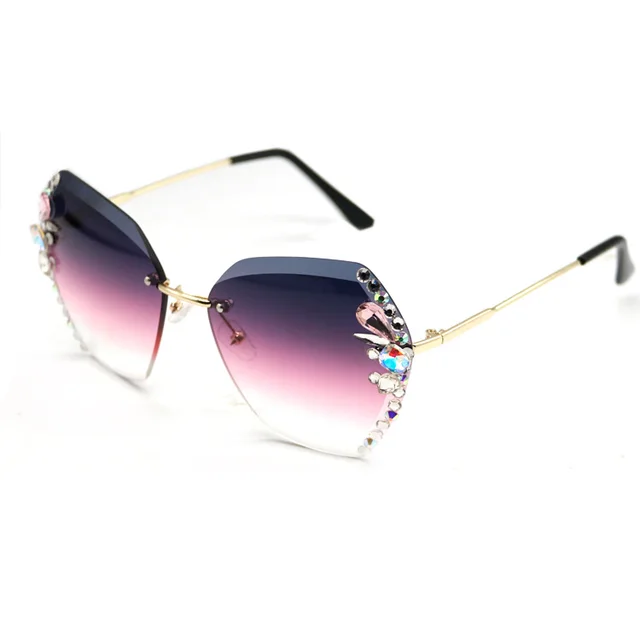 Women's Rhinestone Frameless Sunglasses C - Shop at LoveMi