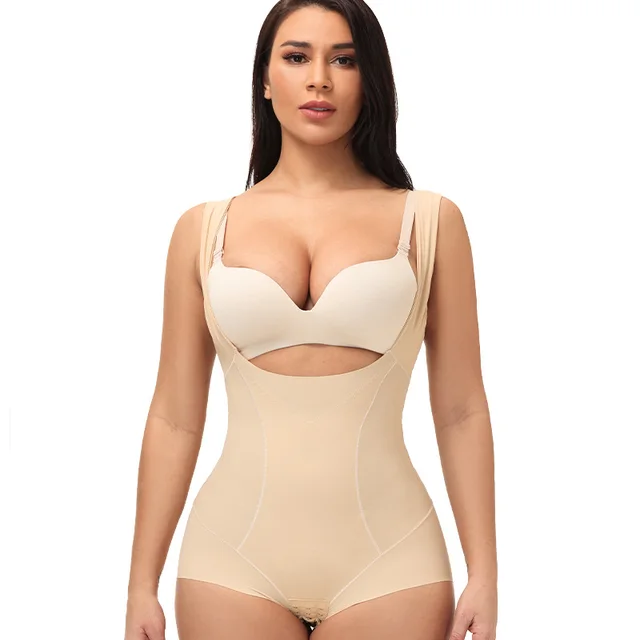 Non marking One piece Shapewear Shorts High elastic Abdomen Corset Bodysuit Skin Tone - Shop at LoveMi