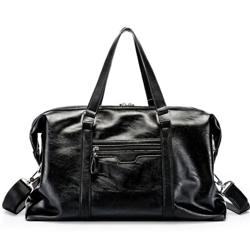 New Men's Trendy Waterproof Leather Fashion Personality Handbag Black - Shop at LoveMi
