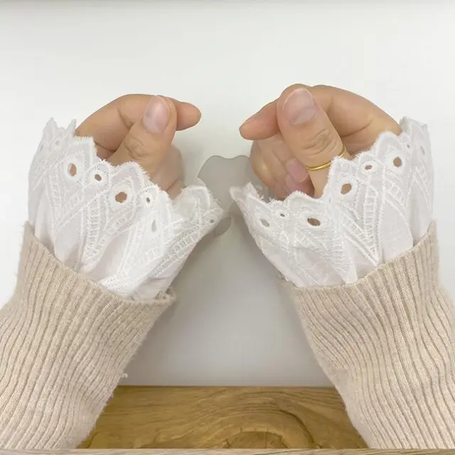 Sweater Sweater With Fake Sleeves, Cotton Sleeves, Women's Lace Cuffs, White Lace Shirt Sleeves Cotton Big Eyes - Shop at LoveMi