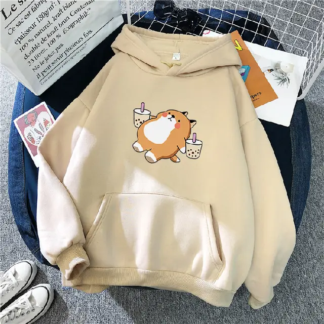 Casual Loose Top Couple Jacket Hoodie Apricot - Shop at LoveMi
