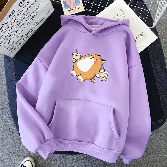 Casual Loose Top Couple Jacket Hoodie Purple - Shop at LoveMi