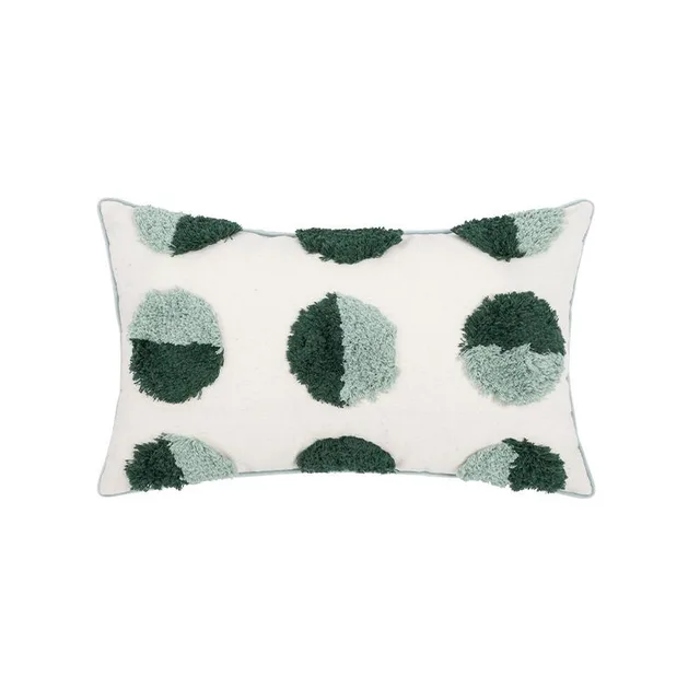 Nordic Moroccan Ins Wind Tufted Pillow Living Room Sofa Tassel Cushion Model Room Pure Cotton Pillowcase Green Emerald Tufted Waist Pillow - Shop at LoveMi