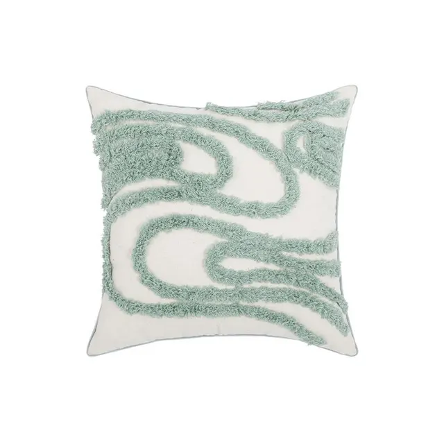 Nordic Moroccan Ins Wind Tufted Pillow Living Room Sofa Tassel Cushion Model Room Pure Cotton Pillowcase Green Green Bamboo Tufted Pillow - Shop at LoveMi