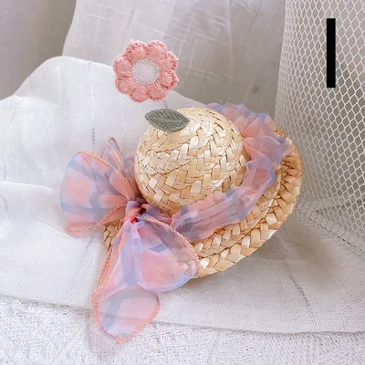 Pet Cute Knitted Straw Hat Flower Hat Cat Dog Photo Props I - Shop at LoveMi