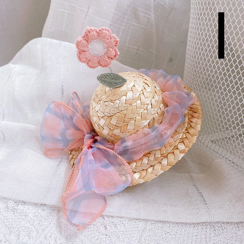Pet Cute Knitted Straw Hat Flower Hat Cat Dog Photo Props - I