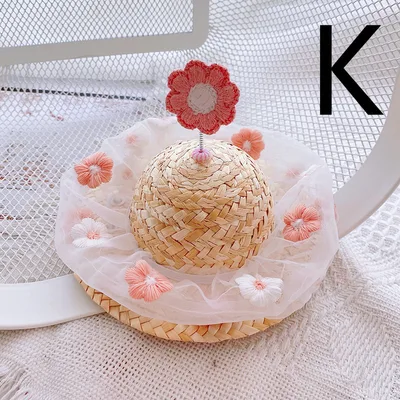 Pet Cute Knitted Straw Hat Flower Hat Cat Dog Photo Props K - Shop at LoveMi