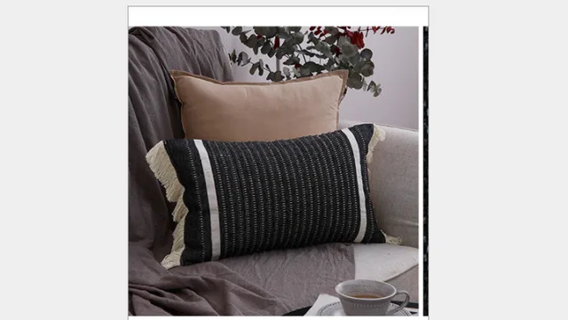 Rectangular Pillow Car Waist Backrest Pillow Bedside Backrest Cushion Bed And Hotel Model Room Soft Decoration Nordic Style Black - Shop at LoveMi