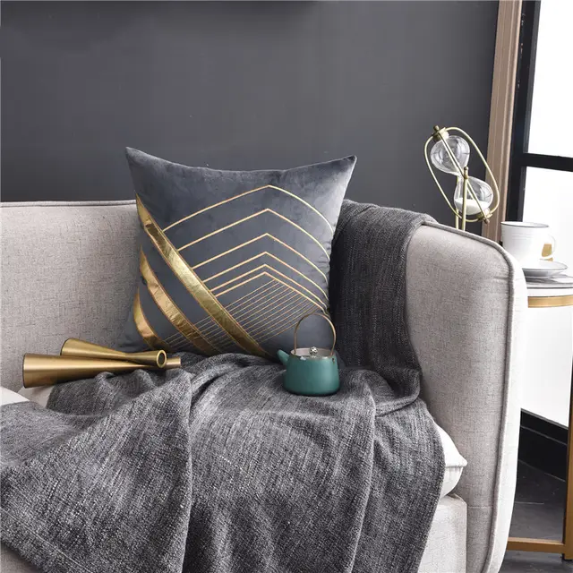 Light Luxury American Style Pillow Patch Leather Embroidered Cushion Sofa Cushion Grey - Shop at LoveMi