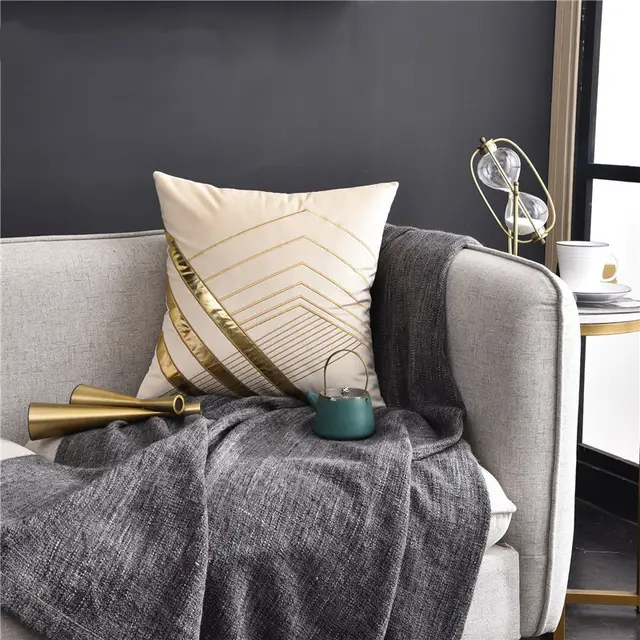Light Luxury American Style Pillow Patch Leather Embroidered Cushion Sofa Cushion White - Shop at LoveMi