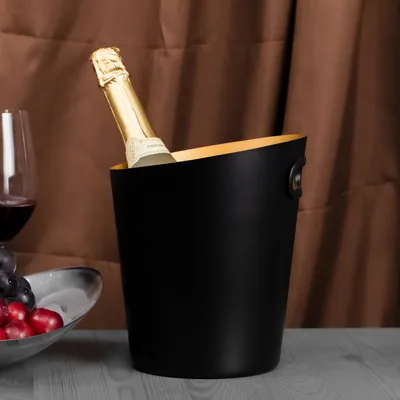 Inclined Stainless Steel Ice Bucket Ice Bucket Household Beer Bucket Black Gold - Shop at LoveMi